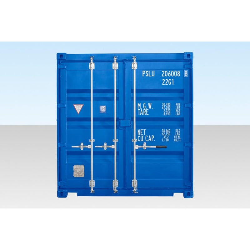 Contenedor Autoservicio DE 20 PIES CON PISO DE BAMBÚ – AZUL (RAL 5010)