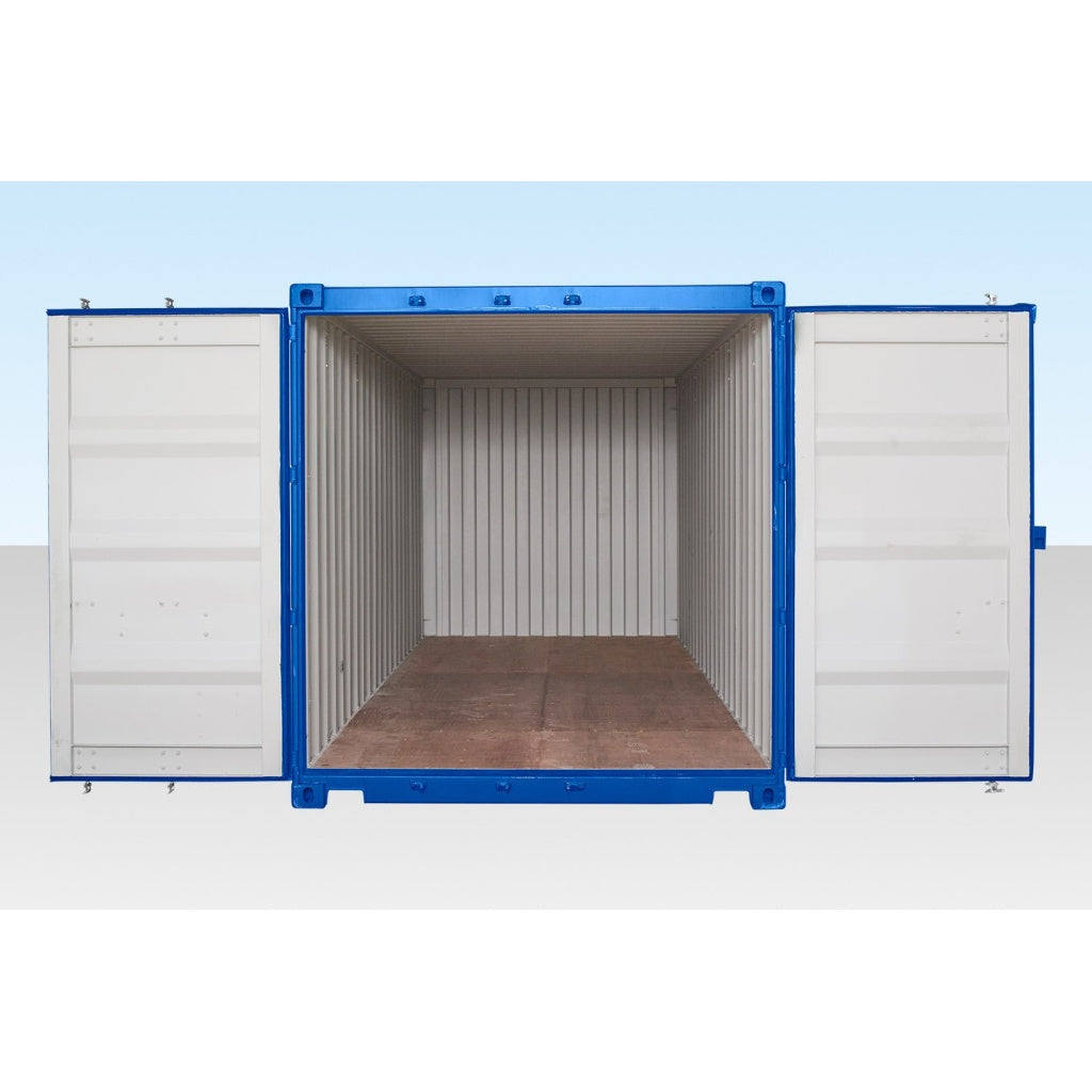 Contenedor Autoservicio DE 20 PIES CON PISO DE BAMBÚ – AZUL (RAL 5010)