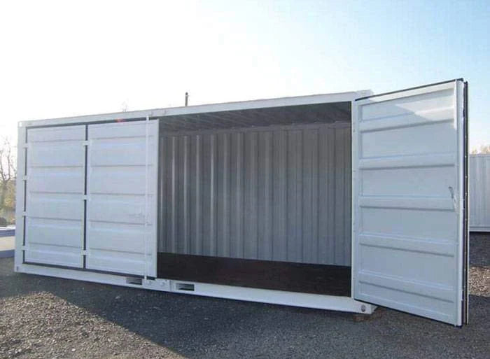 Contenedor De Acceso Lateral Abierto De 20 Pies Blanco